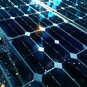 Solar Panel With (digital:1.12) Particles With Solar Panel