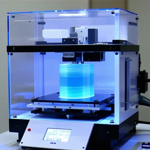 A Blue Plastic Object Is Being Made In A Machine