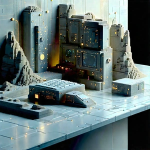 Futuristic (digital:1.11) Workspace With Futuristic City