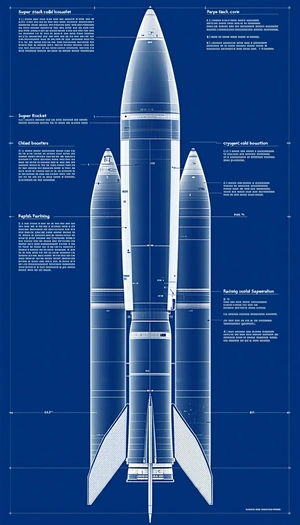 A Diagram Of A Rocket Is Displayed On A Blue Background