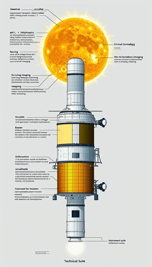 A Large, Yellow And Orange Spacecraft Is Shown In A Diagram, With Various Parts Labeled