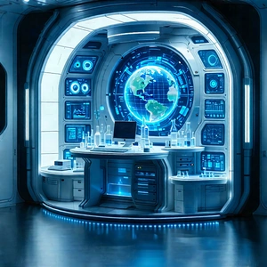 Tech Cinema 4d: Futuristic Research Laboratory With Image, There