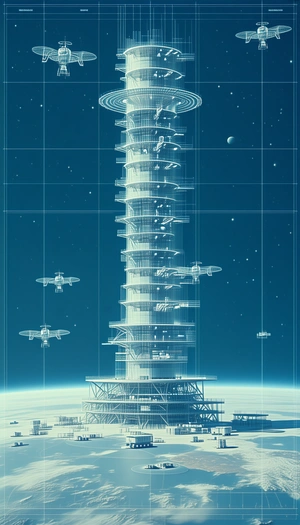 A Futuristic City With A Large Tower In The Center
