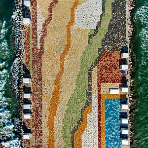 Urban Stock Photography: Aerial View Of Cultural District With Colorful Mosaic