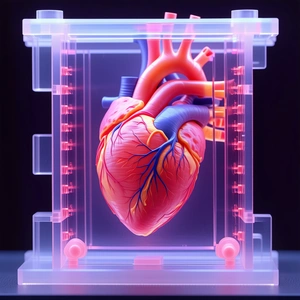 A Heart Is Displayed In A Clear Plastic Case, Showcasing Its Intricate Structure