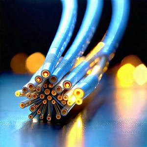 Close-up Of Fiber Optic Cables With Close-up Bunch