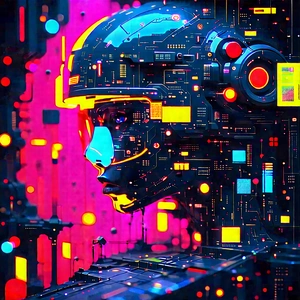 Abstract Cyberpunk Style: Chaos represented through geometric shapes