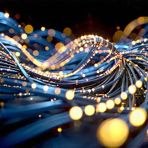 Close-up Of Fiber Optic Cables With Close-up Blue