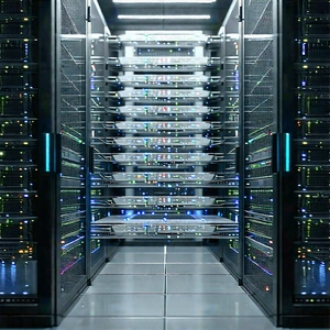 Server rack with data streams