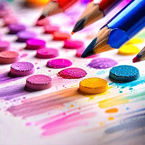Tech Pastel Drawing: Close-up Of Sensor Array With Table Variety