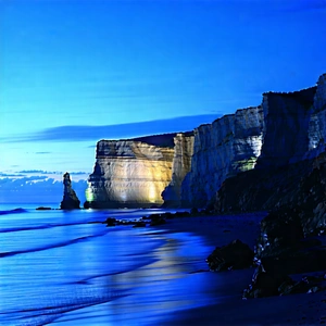 Nature Stock Photography: Coastal Cliff During Blue Hour With Beautiful Beach