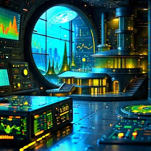 Healthcare Technology In Research Center With Futuristic Scene,