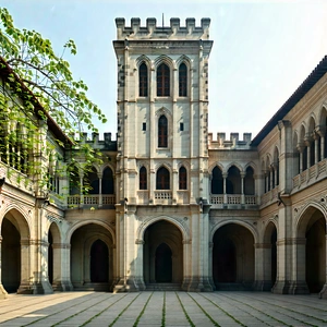 Urban Professional Photography: Historic Building With (minimalist:1.19) Design With Large, Building