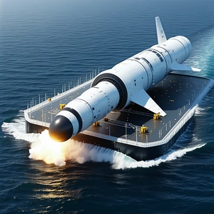 A Large White Space Shuttle Is Being Transported On A Large Boat