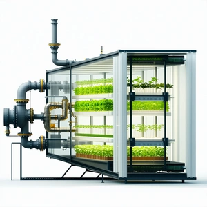 A Large, Modern Greenhouse With A Variety Of Plants Growing Inside