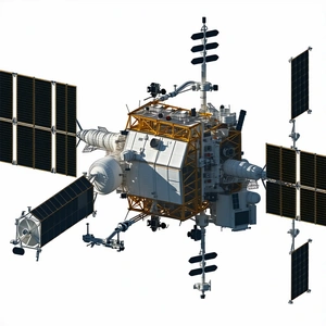 In The Image, There Is A Large Spacecraft With A Yellow And White Color Scheme