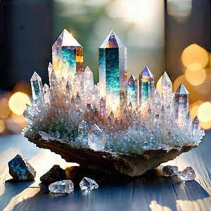 Abstract Woodcut Print: Crystal Formation With Gradient With Beautifully Crafted