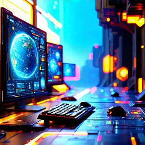 Futuristic (digital:1.47) Workspace With Room Long
