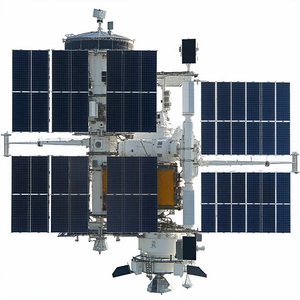 A Large Spacecraft With A White And Black Color Scheme