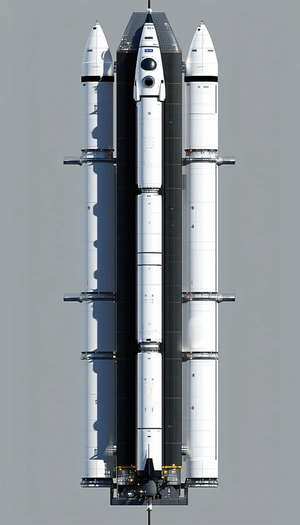 A Large White Rocket Is Shown In A Close-up View
