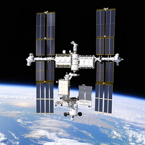 A Space Shuttle With A Large Satellite On Top Of It