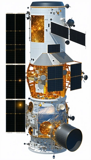 A Space Shuttle With A Large Satellite Dish On Top Of It