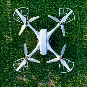 Tech Drone Photography: Drone With Data Visualization With White Drone