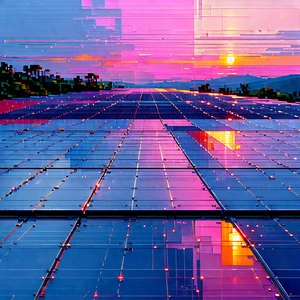Innovative Renewable Energy Design With Painting Sunset