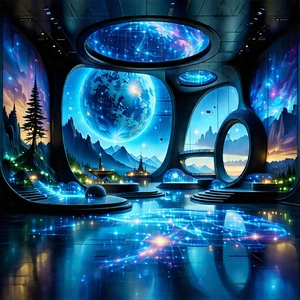 (futuristic:1.21) Innovation Hub With Image, There