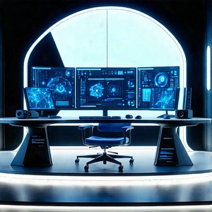 Tech Octane Render: Futuristic Digital Workspace With Image, There