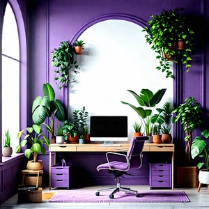 Lifestyle Stock Photography: Home office with plants and natural elements