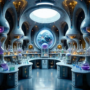 Futuristic Research Laboratory With Image, There