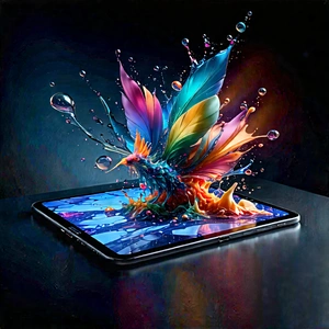 Tablet With Digital Artwork With Cell Phone