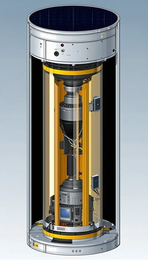 A Large, Cylindrical Structure With A Yellow And Black Color Scheme