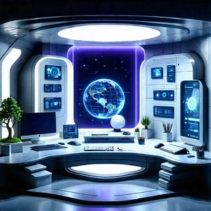 Futuristic Tech Startup Office With Futuristic Setting