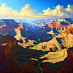 Nature Gouache Painting: Aerial View Of Canyon System With Painting Beautiful