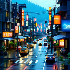 Tech Tilt-shift Photography: (digital:1.18) Transformation Visualization With Image, Busy
