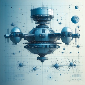 futuristic drawing space station