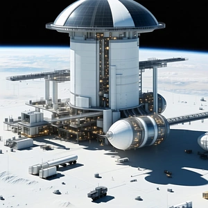 A Large White Structure Is Located On A Snowy Surface