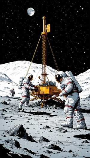 In The Image, There Are Three Astronauts Standing On The Moon