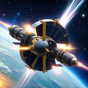 A Large Spacecraft, Possibly A Space Station, Flying Through The Sky