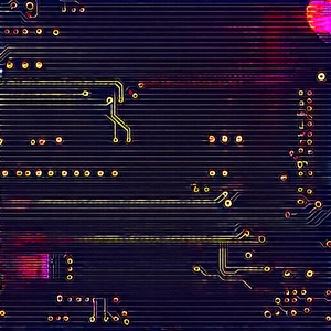Circuit board with neon accents