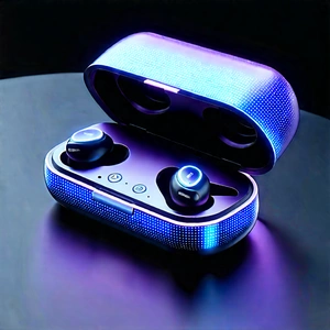 Wireless Earbuds With Holographic Display With Pair Purple