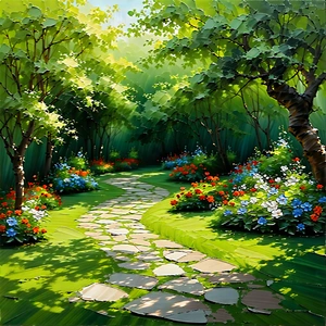 Lifestyle Oil Painting: Spring gardening during holiday season