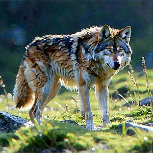 Nature Isometric Design: Wolf In Natural Habitat With Wolf Standing