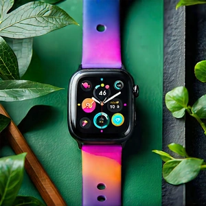 Smart Watch With Data Visualization With Colorful Apple
