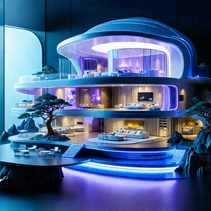 (futuristic:1.22) Smart Home With Model Futuristic