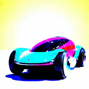 Tech Gouache Painting: Innovative Electric Vehicle Design With Colorful Drawing
