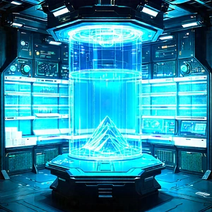 Futuristic Research Laboratory With Image, There
