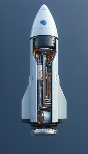A White Rocket Ship With A Large, Open, And Hollowed-out Center